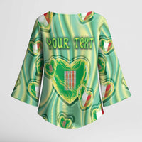 Personalized Italy Umbria Kimono Sleeve Blouse Flag Emerald Heart Candy