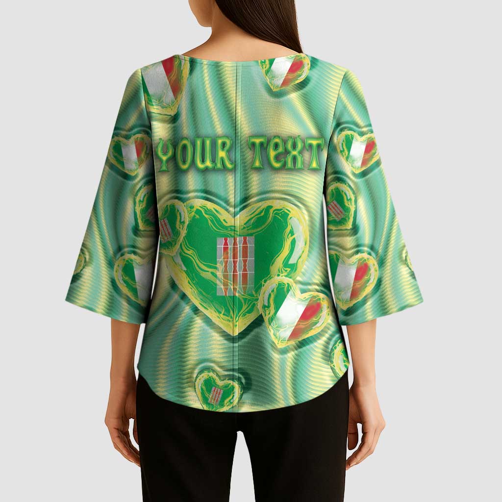 Personalized Italy Umbria Kimono Sleeve Blouse Flag Emerald Heart Candy