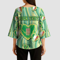 Personalized Italy Umbria Kimono Sleeve Blouse Flag Emerald Heart Candy