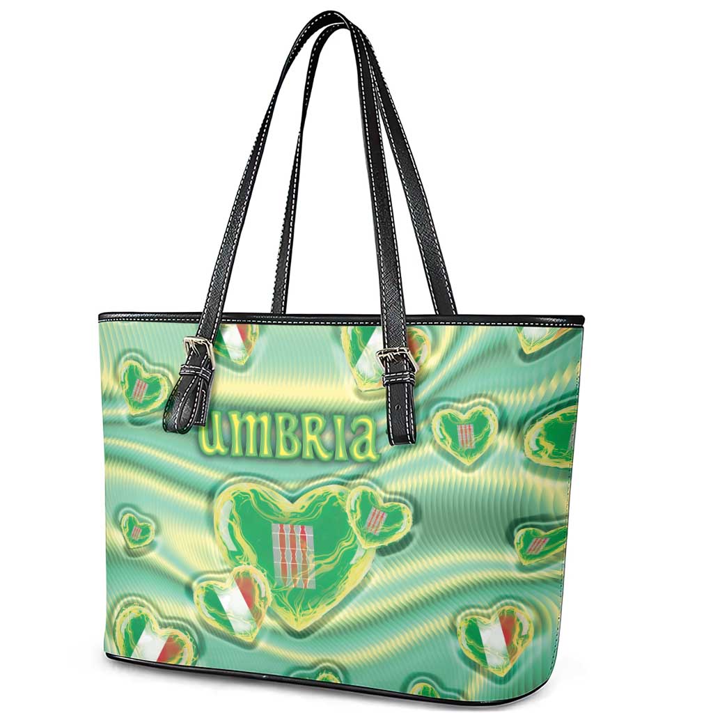 Italy Umbria Leather Tote Bag Flag Emerald Heart Candy