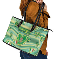 Italy Umbria Leather Tote Bag Flag Emerald Heart Candy