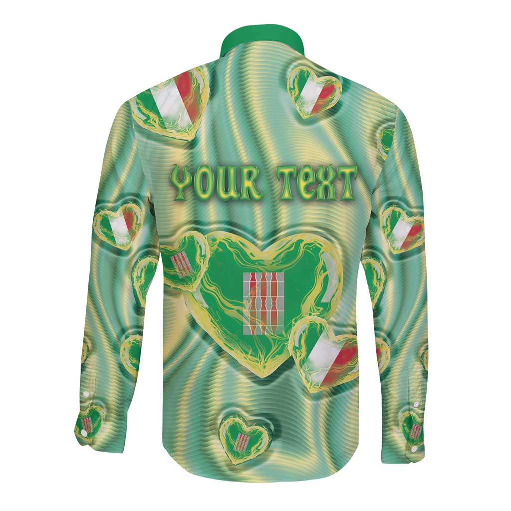 Personalized Italy Umbria Long Sleeve Button Shirt Flag Emerald Heart Candy