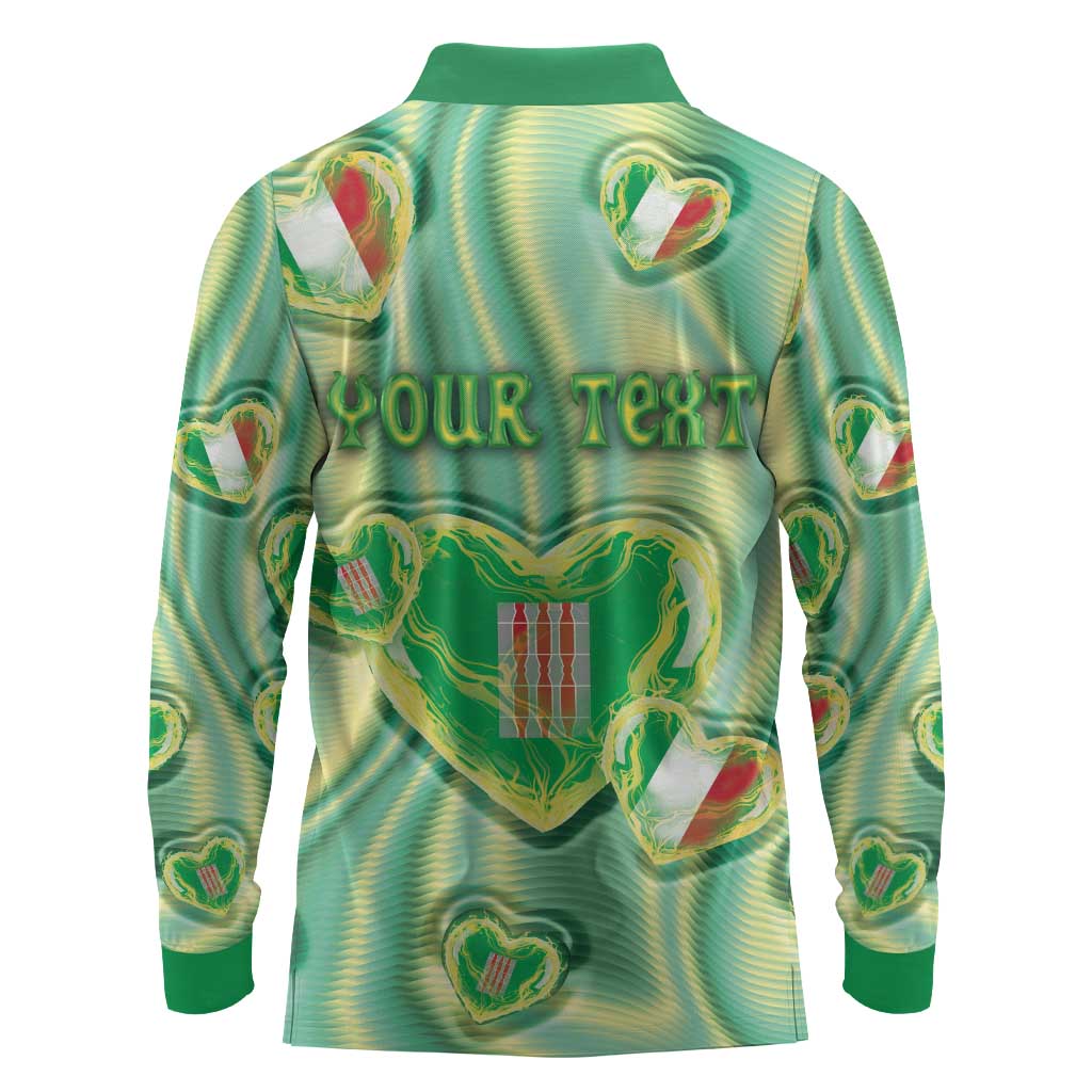 Personalized Italy Umbria Long Sleeve Polo Shirt Flag Emerald Heart Candy