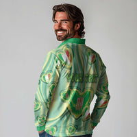 Personalized Italy Umbria Long Sleeve Polo Shirt Flag Emerald Heart Candy
