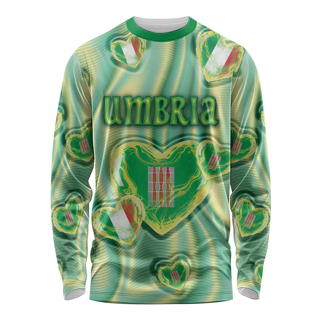Personalized Italy Umbria Long Sleeve Shirt Flag Emerald Heart Candy