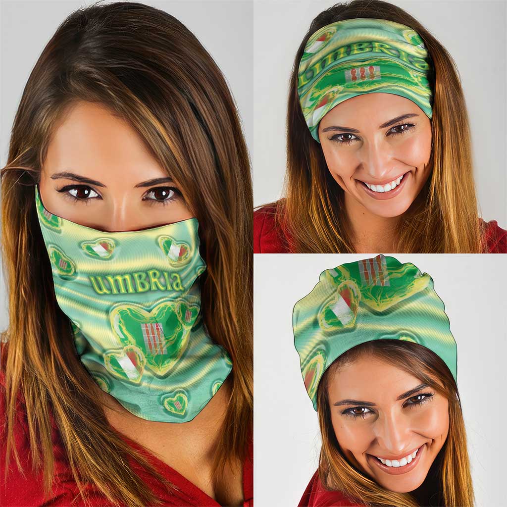 Italy Umbria Neck Gaiter Flag Emerald Heart Candy