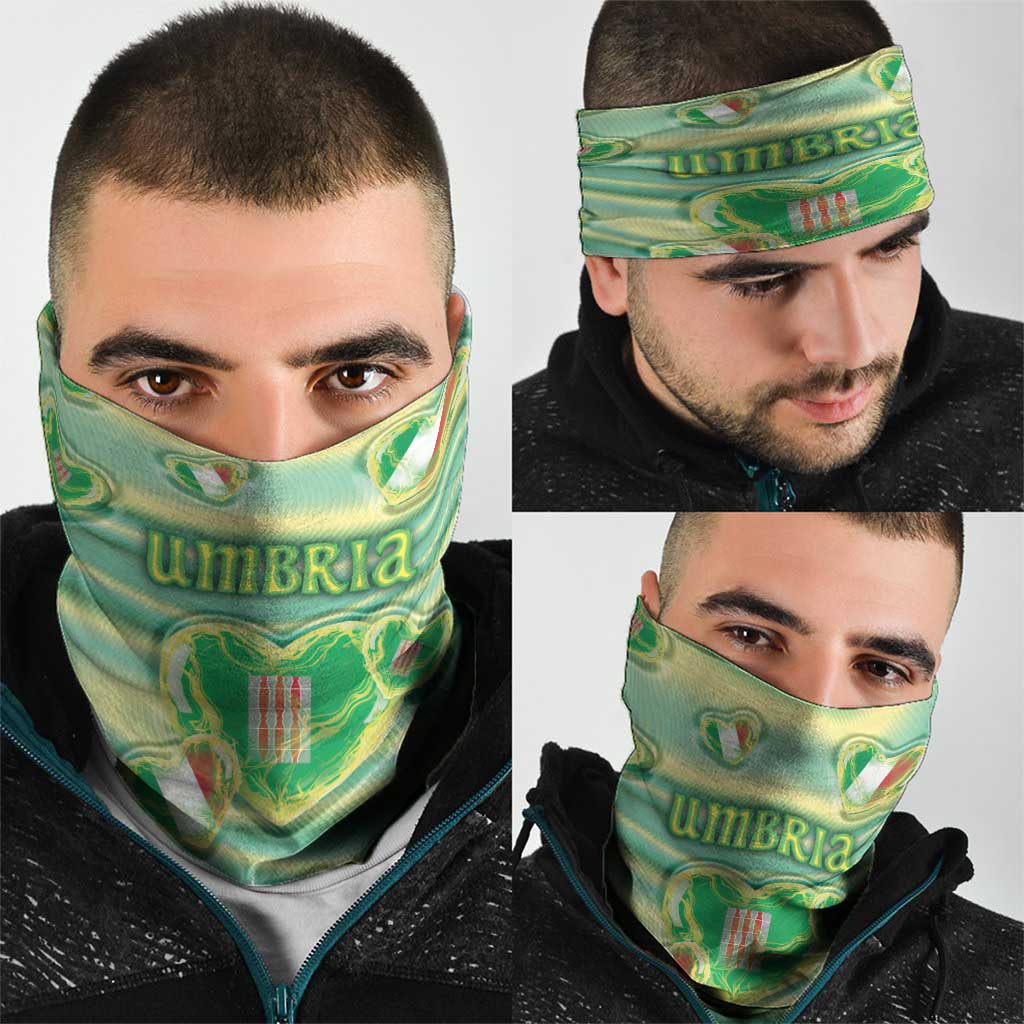 Italy Umbria Neck Gaiter Flag Emerald Heart Candy