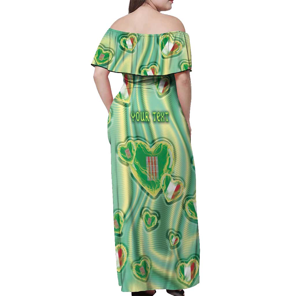 Personalized Italy Umbria Off Shoulder Maxi Dress Flag Emerald Heart Candy