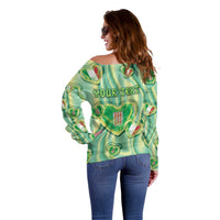 Personalized Italy Umbria Off Shoulder Sweater Flag Emerald Heart Candy