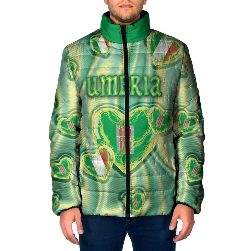 Personalized Italy Umbria Padded Jacket Flag Emerald Heart Candy