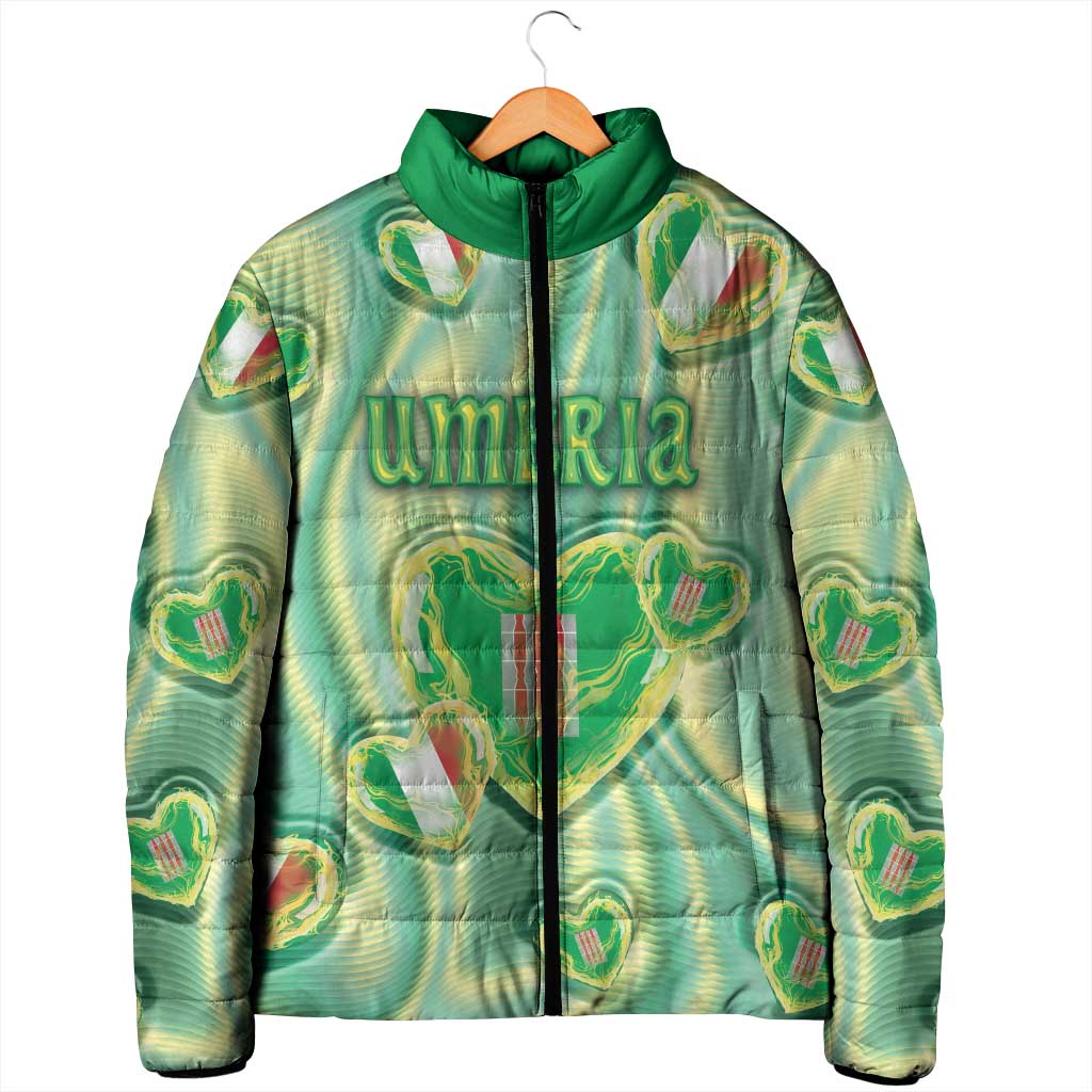 Personalized Italy Umbria Padded Jacket Flag Emerald Heart Candy