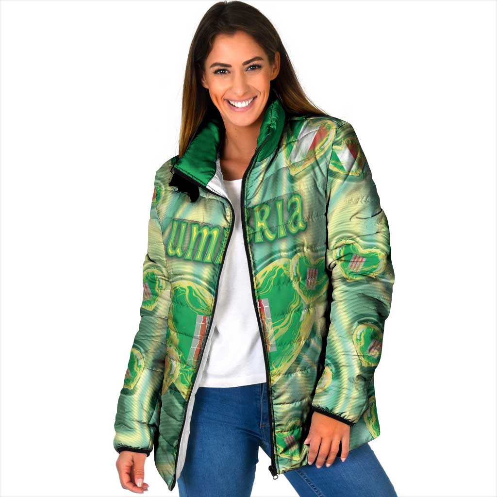 Personalized Italy Umbria Padded Jacket Flag Emerald Heart Candy