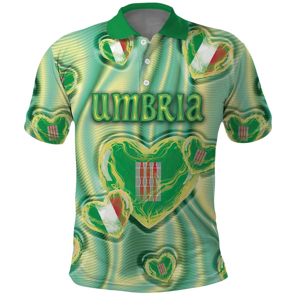 Personalized Italy Umbria Polo Shirt Flag Emerald Heart Candy