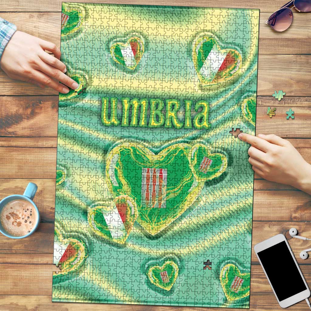 Italy Umbria Puzzle Flag Emerald Heart Candy