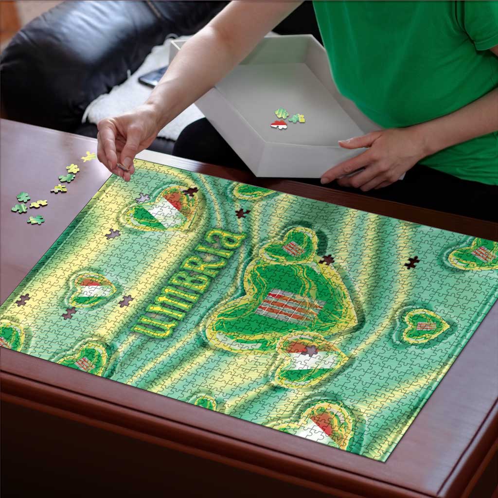 Italy Umbria Puzzle Flag Emerald Heart Candy