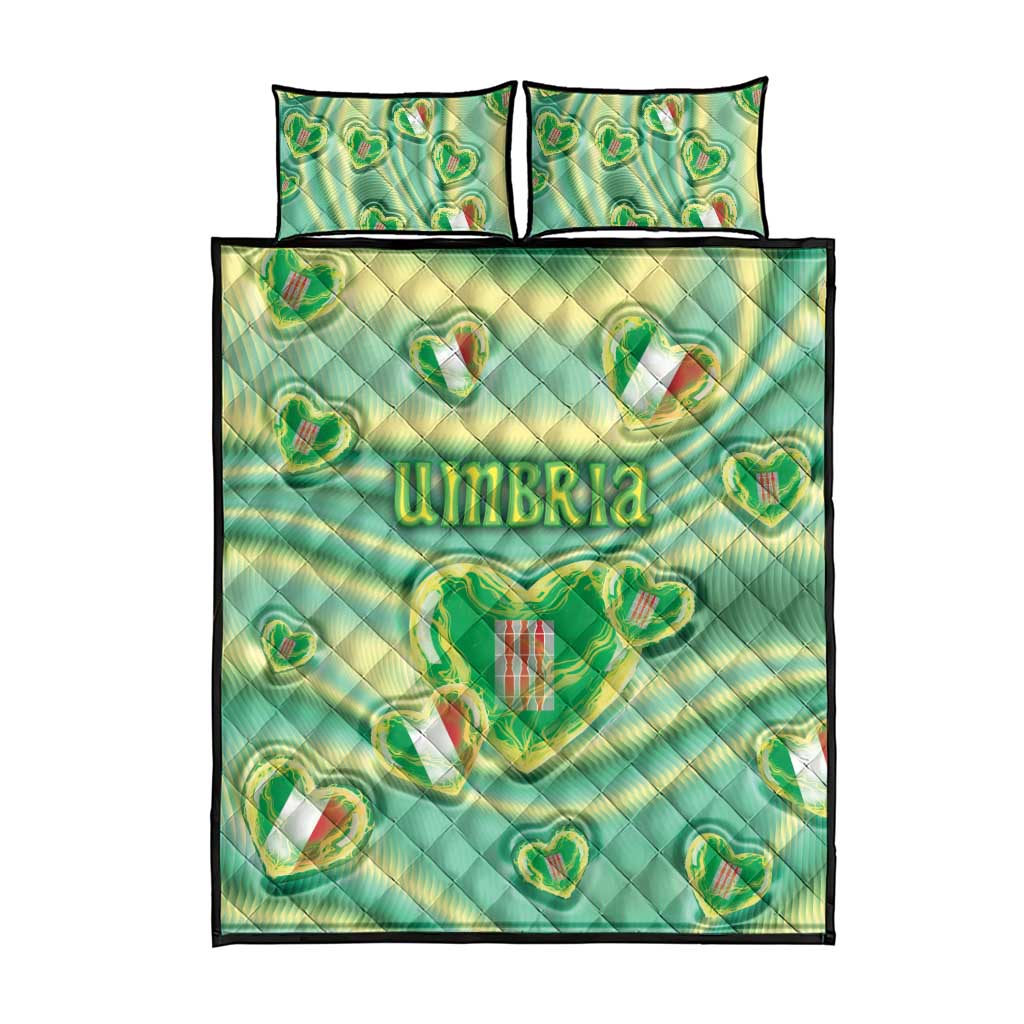 Italy Umbria Quilt Bed Set Flag Emerald Heart Candy