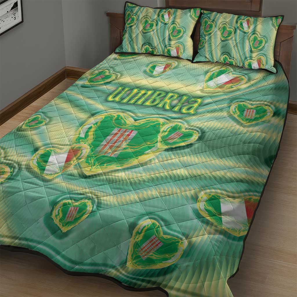 Italy Umbria Quilt Bed Set Flag Emerald Heart Candy