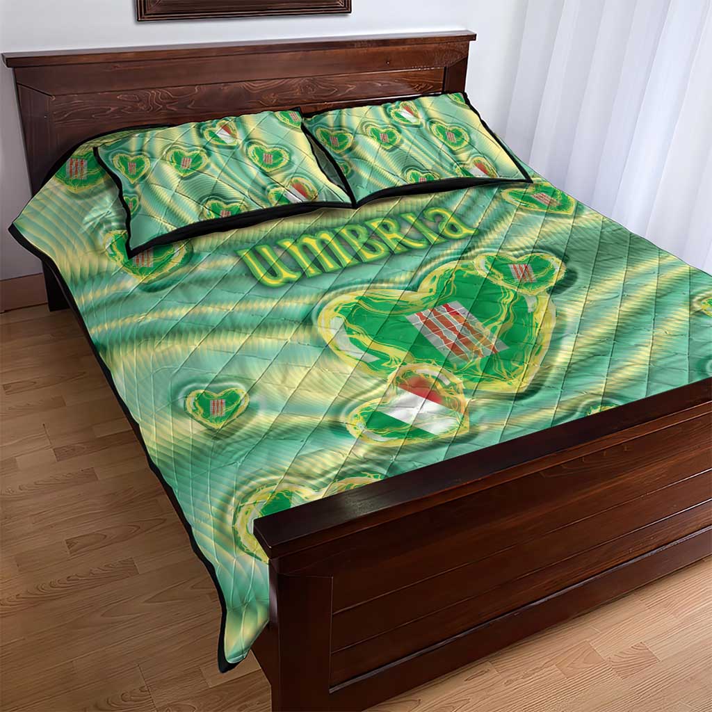 Italy Umbria Quilt Bed Set Flag Emerald Heart Candy