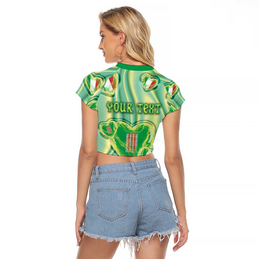 Personalized Italy Umbria Raglan Cropped T Shirt Flag Emerald Heart Candy