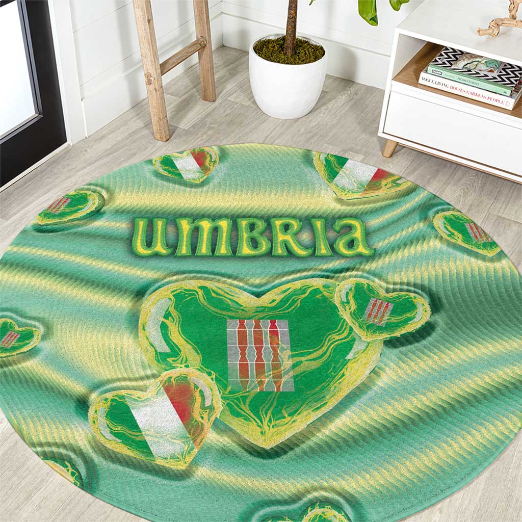 Italy Umbria Round Carpet Flag Emerald Heart Candy