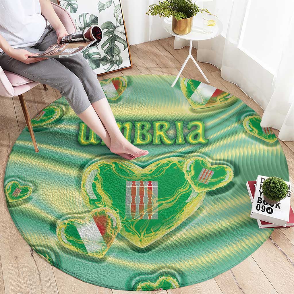 Italy Umbria Round Carpet Flag Emerald Heart Candy