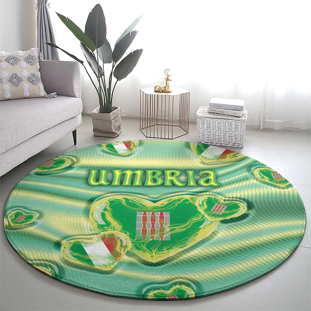 Italy Umbria Round Carpet Flag Emerald Heart Candy