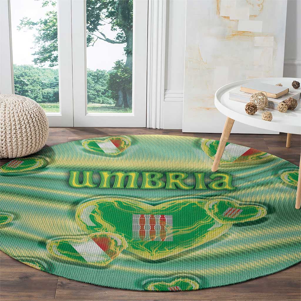 Italy Umbria Round Carpet Flag Emerald Heart Candy