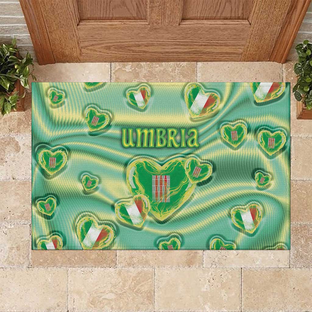 Italy Umbria Rubber Doormat Flag Emerald Heart Candy