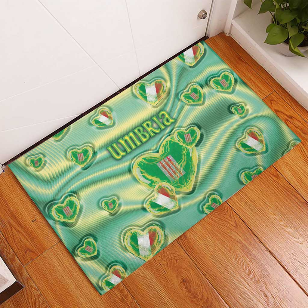 Italy Umbria Rubber Doormat Flag Emerald Heart Candy