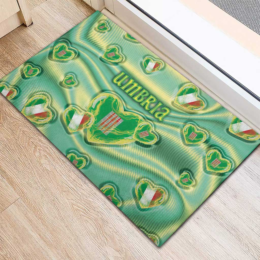 Italy Umbria Rubber Doormat Flag Emerald Heart Candy