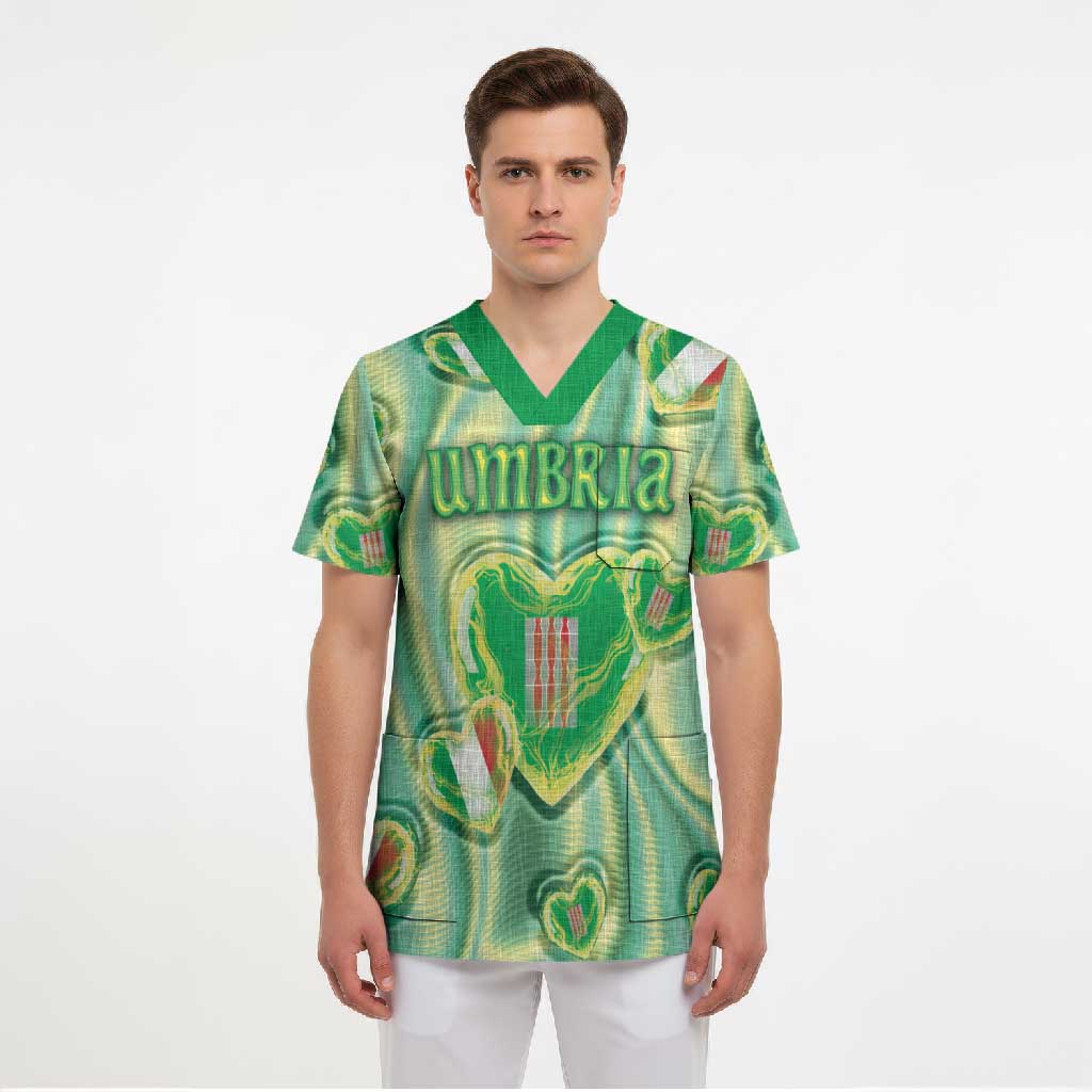 Personalized Italy Umbria Scrub Top Flag Emerald Heart Candy