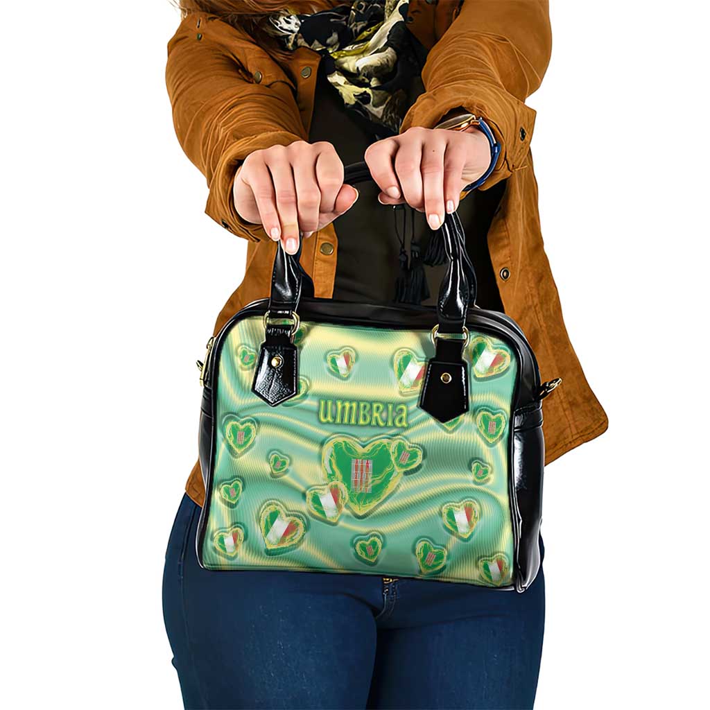 Italy Umbria Shoulder Handbag Flag Emerald Heart Candy