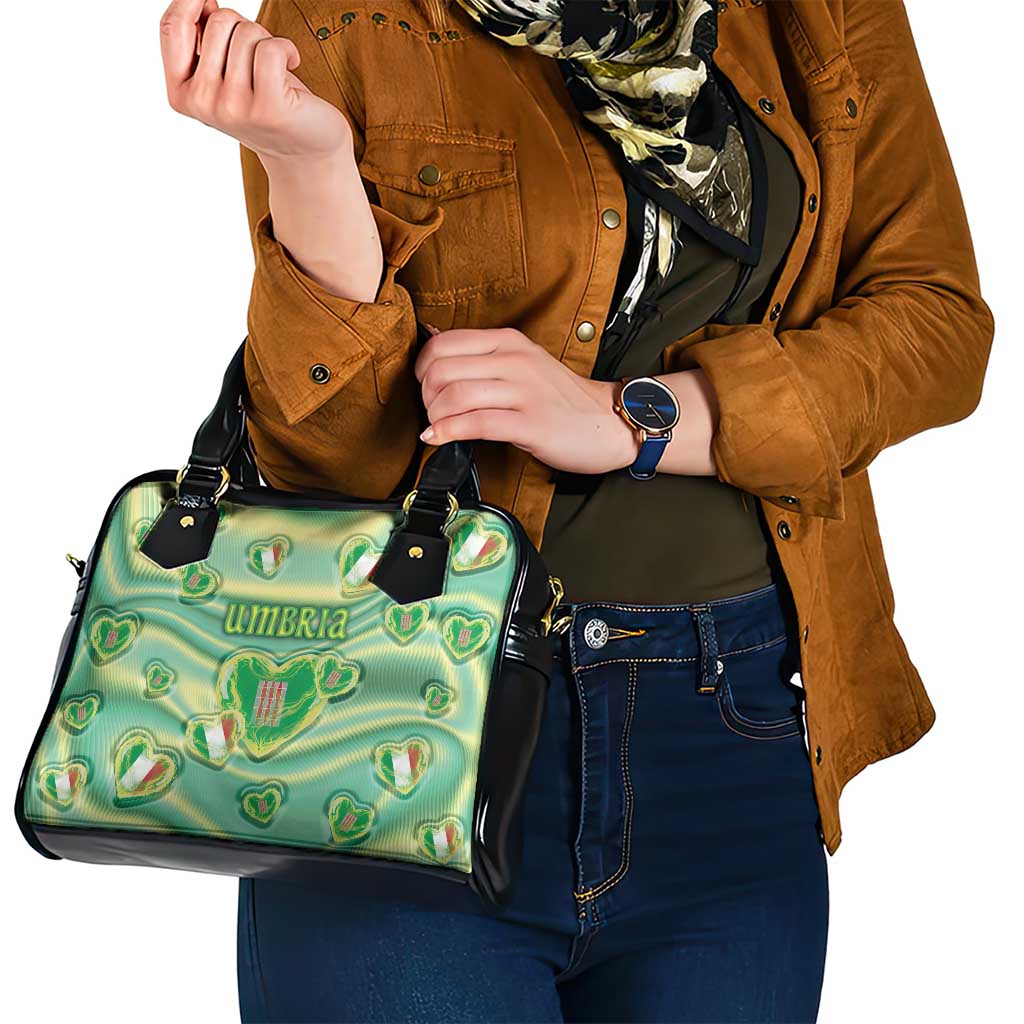 Italy Umbria Shoulder Handbag Flag Emerald Heart Candy