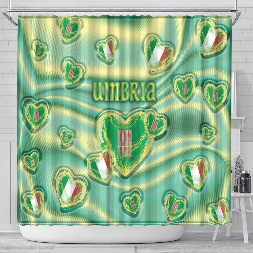 Italy Umbria Shower Curtain Flag Emerald Heart Candy