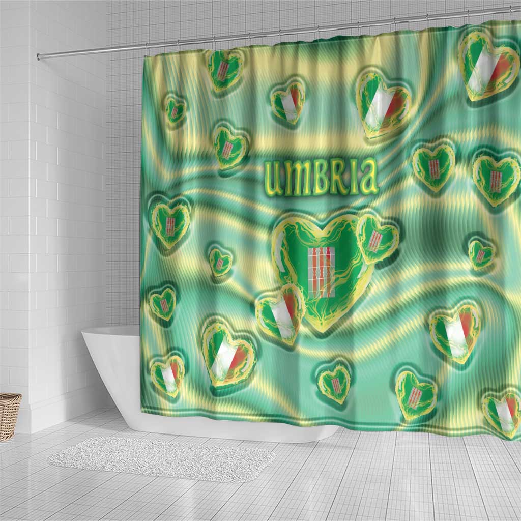 Italy Umbria Shower Curtain Flag Emerald Heart Candy