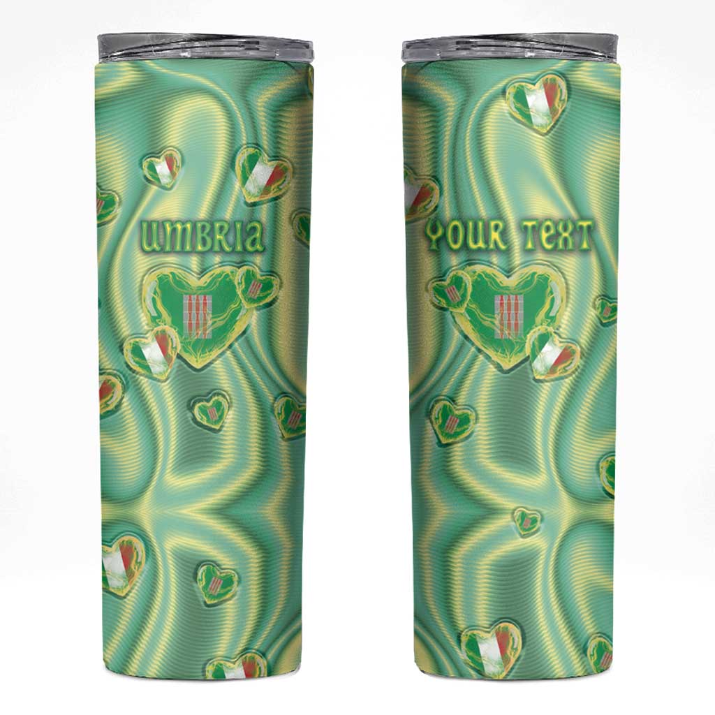 Personalized Italy Umbria Skinny Tumbler Flag Emerald Heart Candy