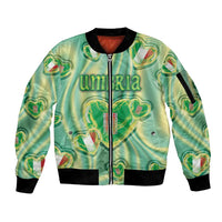 Personalized Italy Umbria Sleeve Zip Bomber Jacket Flag Emerald Heart Candy
