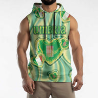 Personalized Italy Umbria Sleeveless Hoodie Flag Emerald Heart Candy