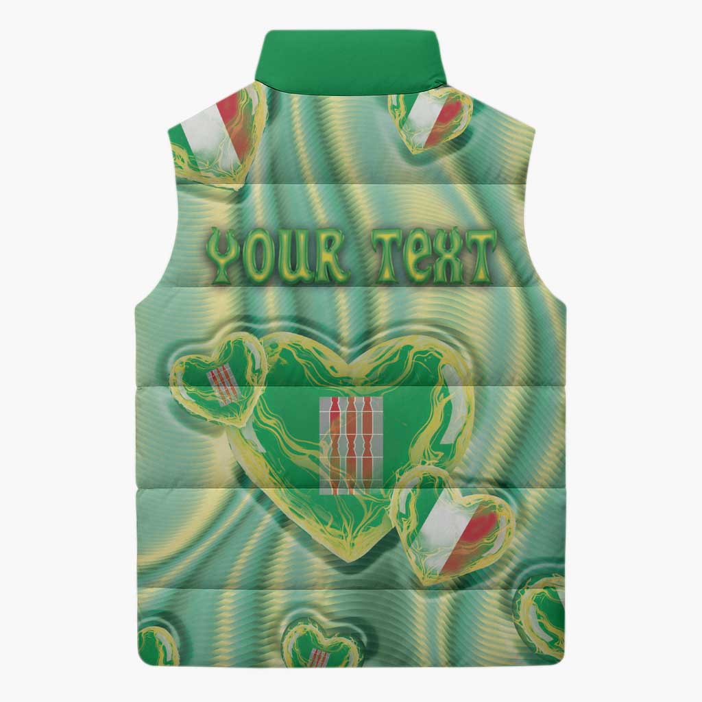 Personalized Italy Umbria Sleeveless Puffer Jacket Flag Emerald Heart Candy