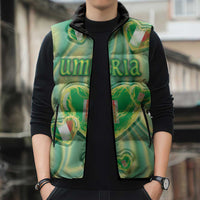Personalized Italy Umbria Sleeveless Puffer Jacket Flag Emerald Heart Candy