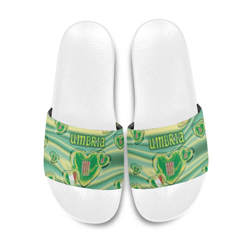Italy Umbria Slide Sandals Flag Emerald Heart Candy