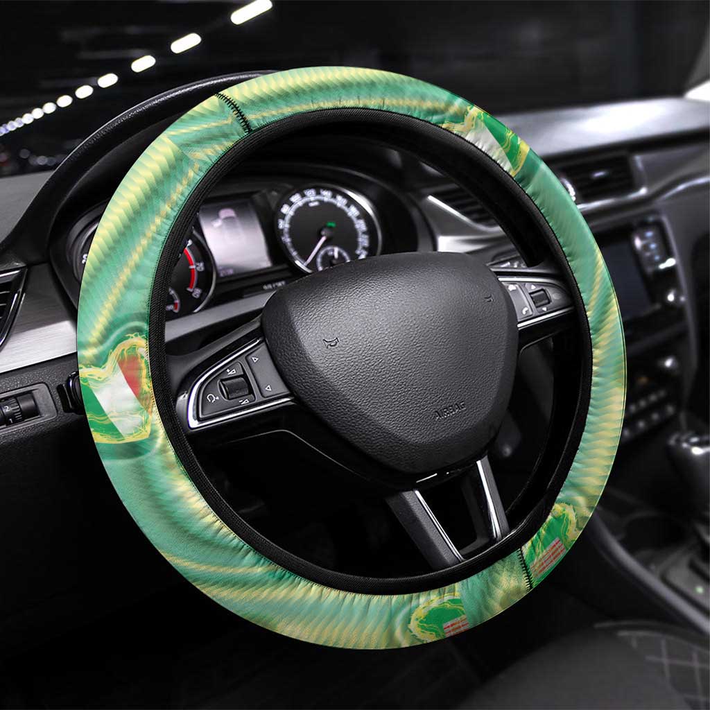 Italy Umbria Steering Wheel Cover Flag Emerald Heart Candy