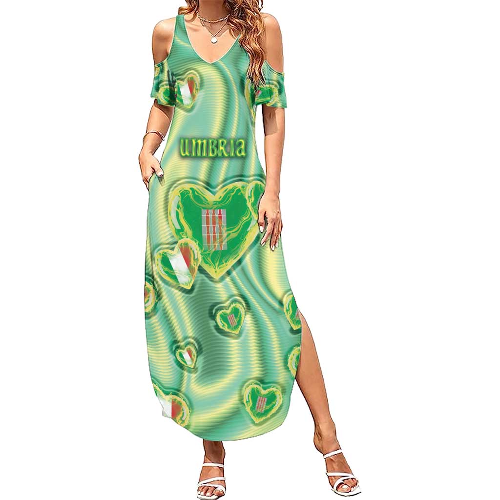 Personalized Italy Umbria Summer Maxi Dress Flag Emerald Heart Candy