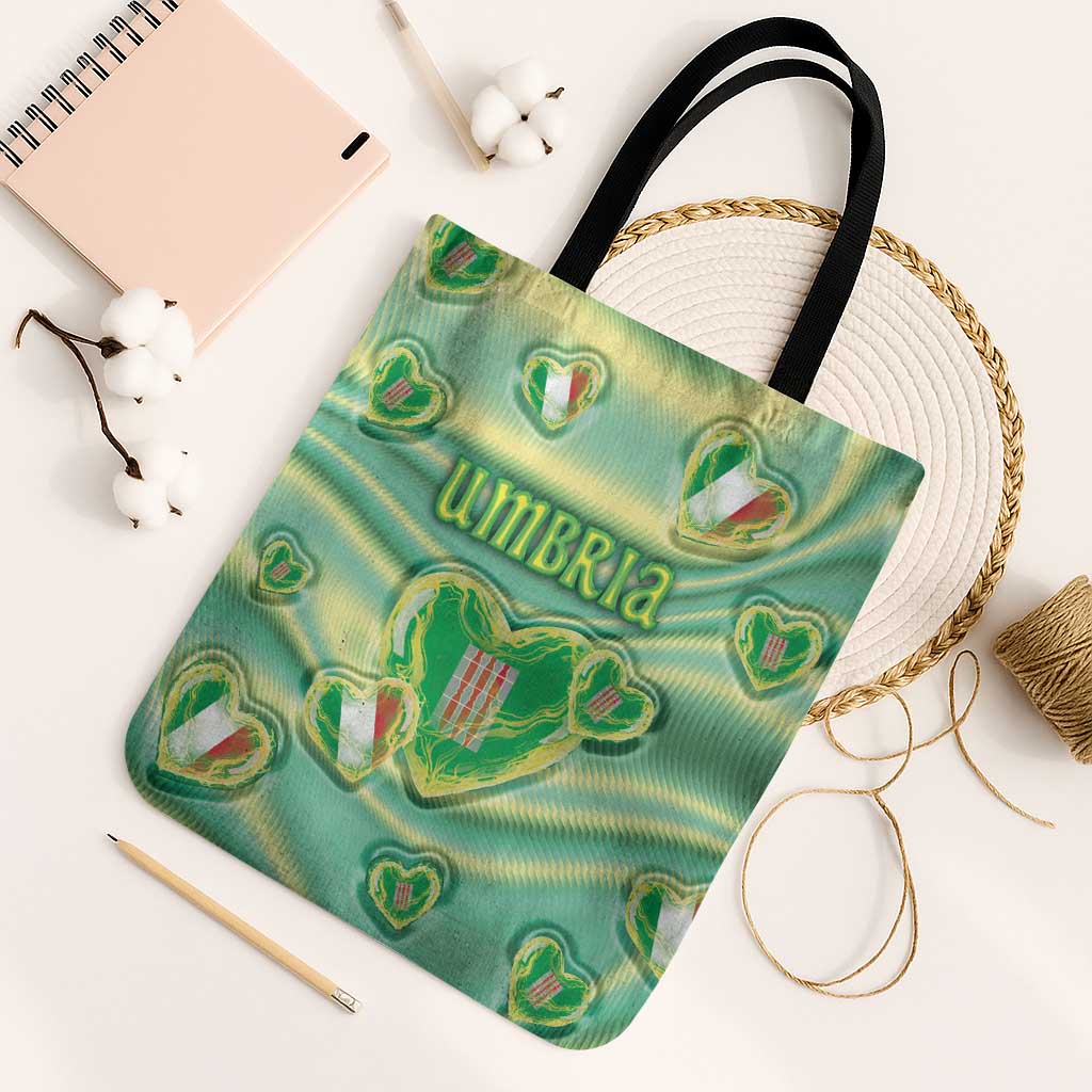Italy Umbria Tote Bag Flag Emerald Heart Candy