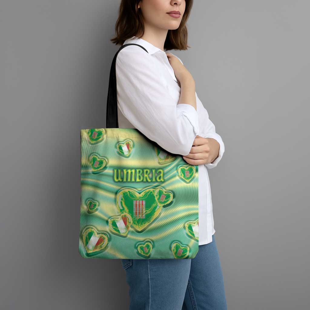 Italy Umbria Tote Bag Flag Emerald Heart Candy