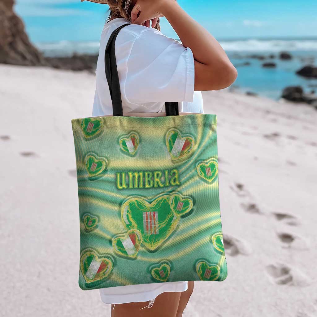 Italy Umbria Tote Bag Flag Emerald Heart Candy