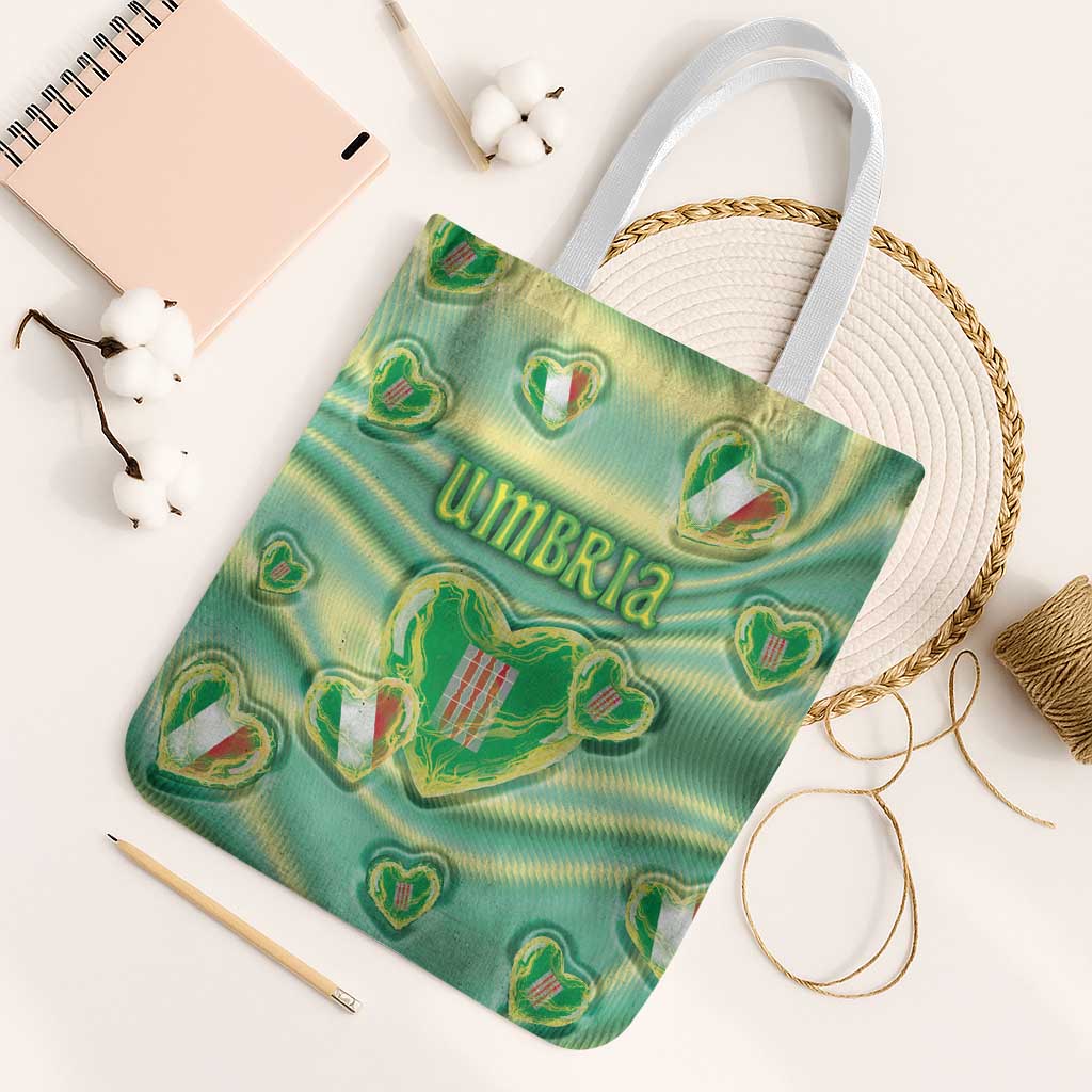 Italy Umbria Tote Bag Flag Emerald Heart Candy