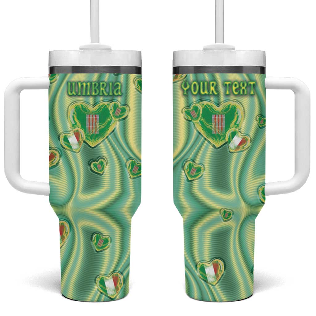 Personalized Italy Umbria Tumbler With Handle Flag Emerald Heart Candy