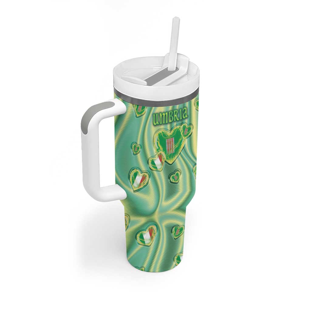 Personalized Italy Umbria Tumbler With Handle Flag Emerald Heart Candy