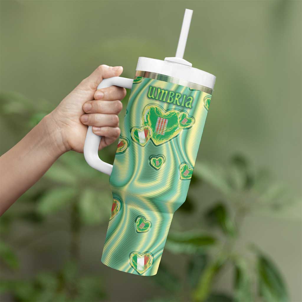 Personalized Italy Umbria Tumbler With Handle Flag Emerald Heart Candy